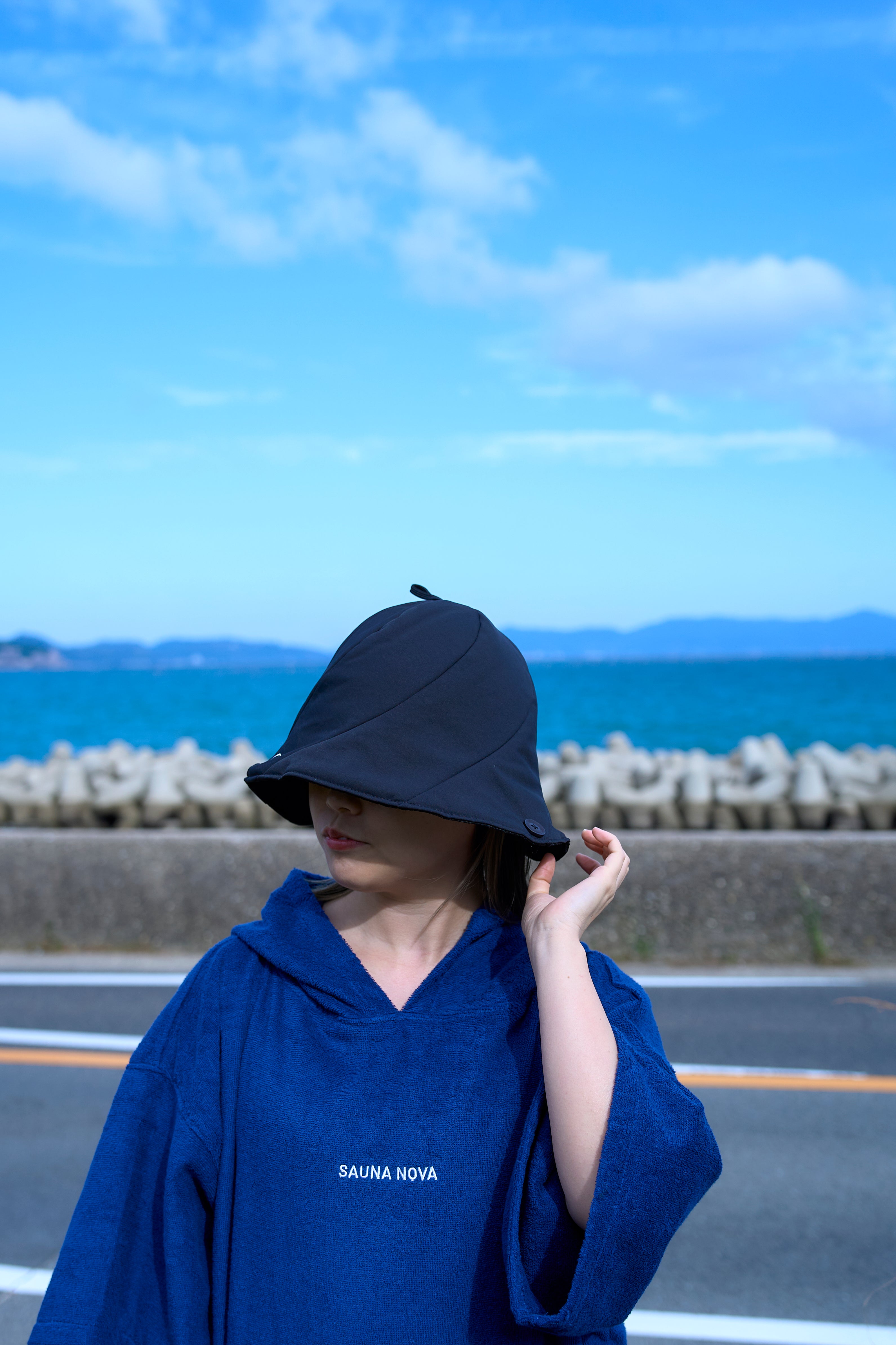【春夏秋に】瞑想サウナポンチョ(ネイビー)